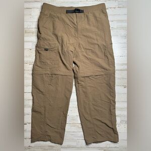 Nordic Track Pants Mens 40x30 Brown Nylon Stretch Loose Cargo Convertible